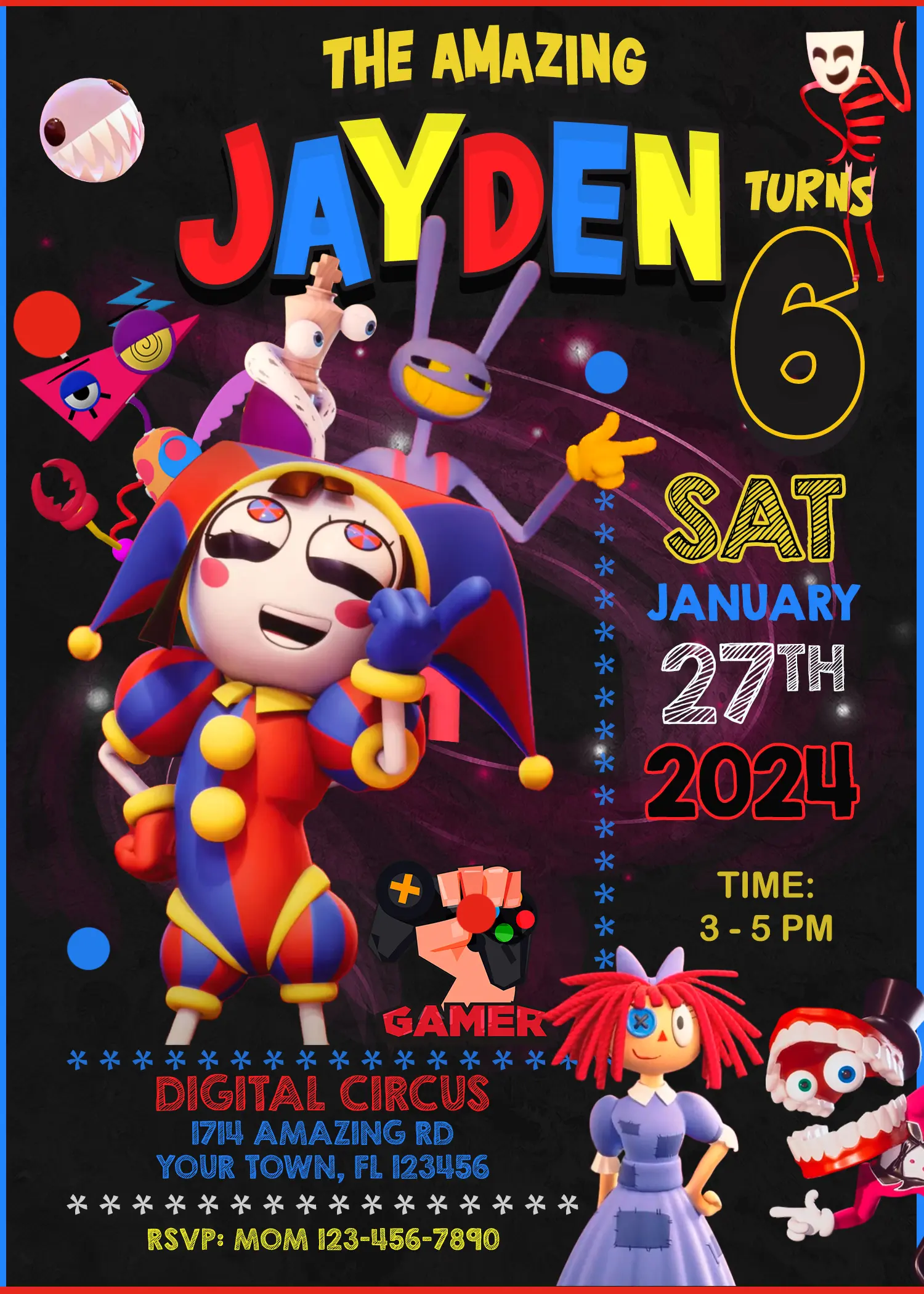 The Amazing Digital Circus Birthday Invitation - oscarsitosroom, great  price 6.00$