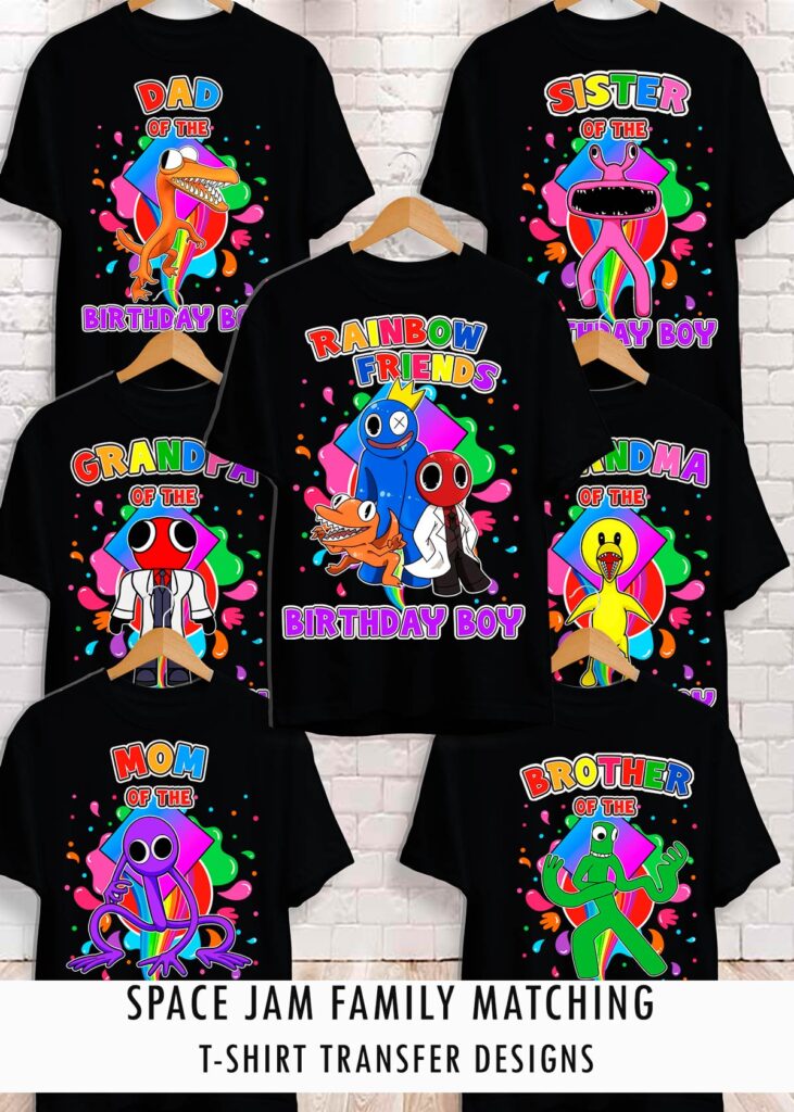 Rainbow Friends Birthday Shirt Transfer Family set