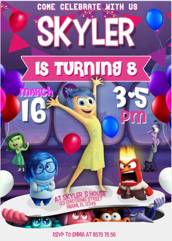 Inside Out 2 Birthday Invitation