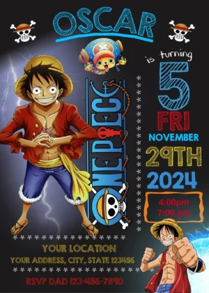 One Piece Birthday Invitation Template