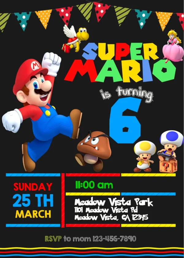 Super Mario Birthday invitation template
