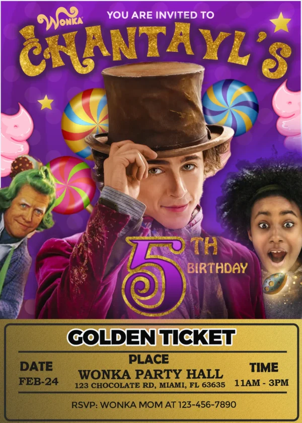 Willy Wonka Birthday Invitation
