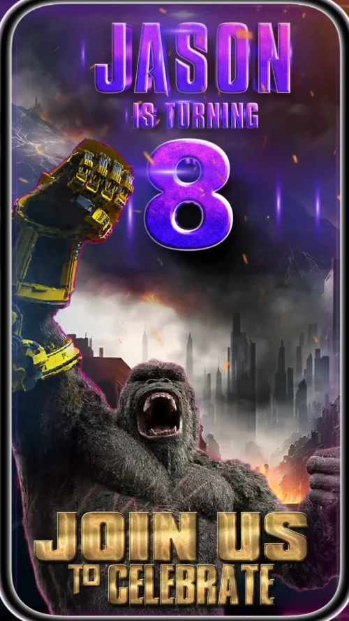 Godzilla x Kong Birthday Video Invitation