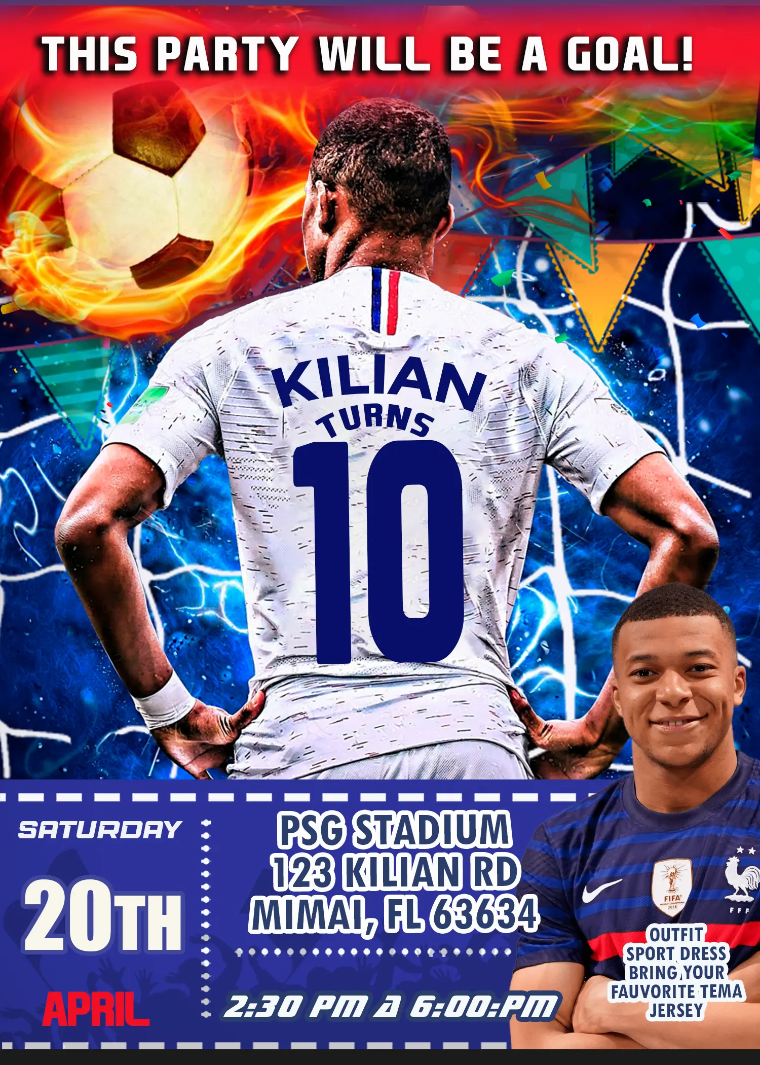 Kylian Mbappé Birthday Invitation