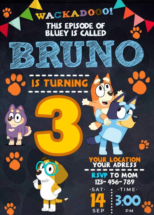 Bluey Birthday Invitation