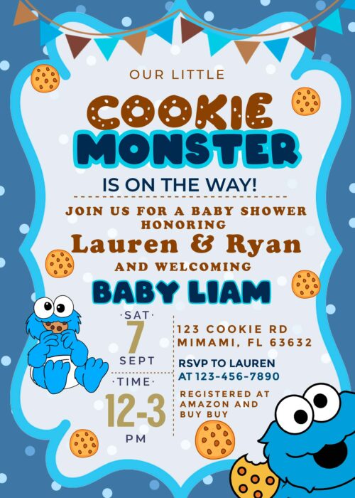 Cookie Monster Baby Shower invitation