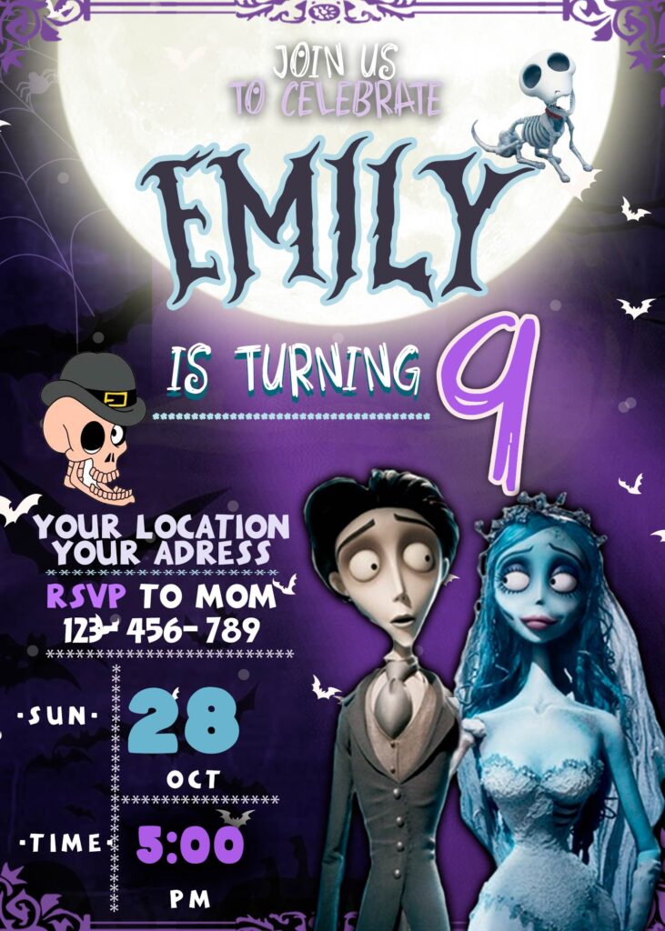 Corpse Bride Halloween Birthday Invite