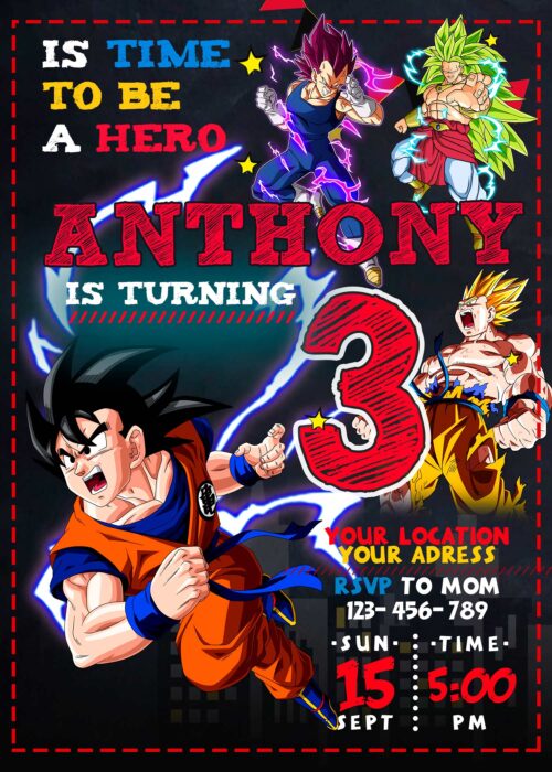 Son Goku Dragon Ball Birthday Invitation