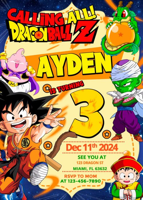 Dragon Ball Z Birthday Invite