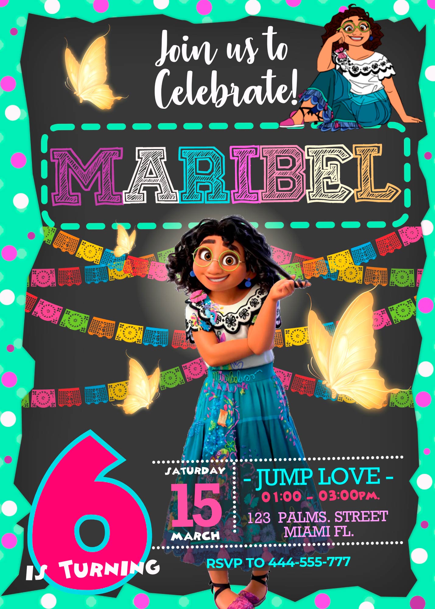 Encanto Birthday Invitation template for Girl