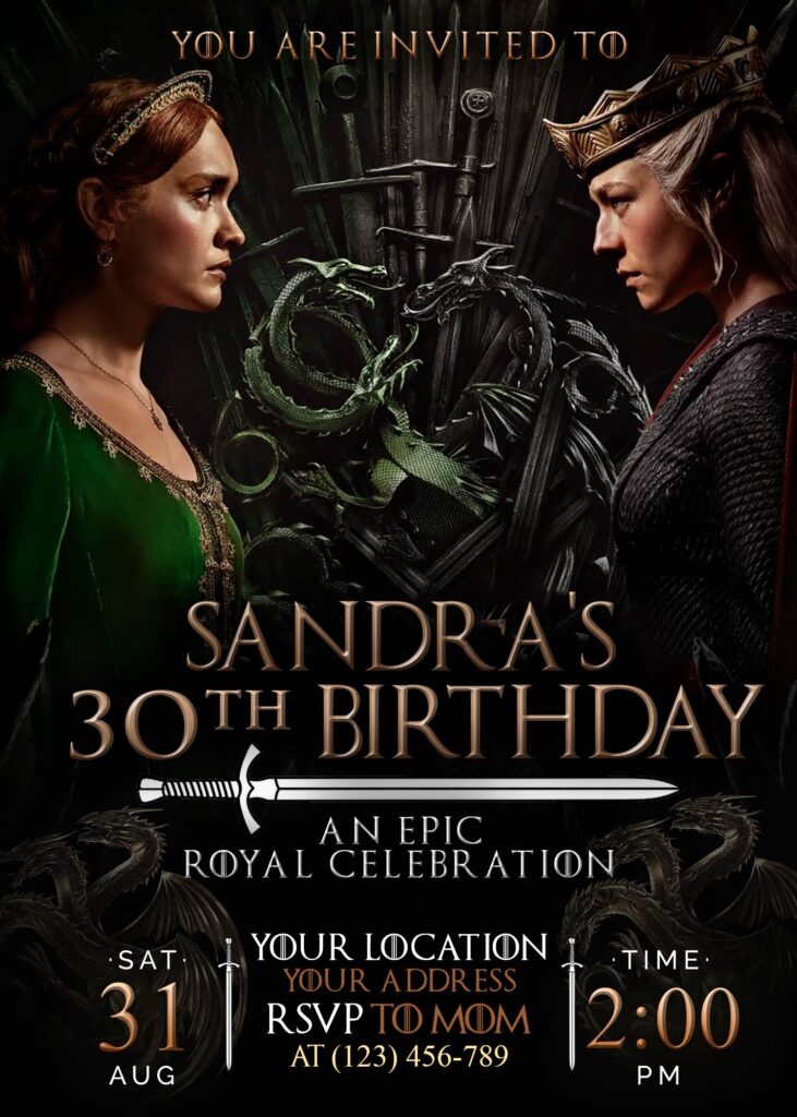 House of the Dragon Birthday invitation