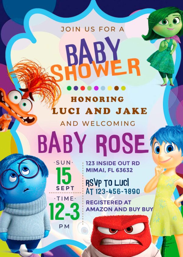 Inside Out 2 Baby Shower Invitation