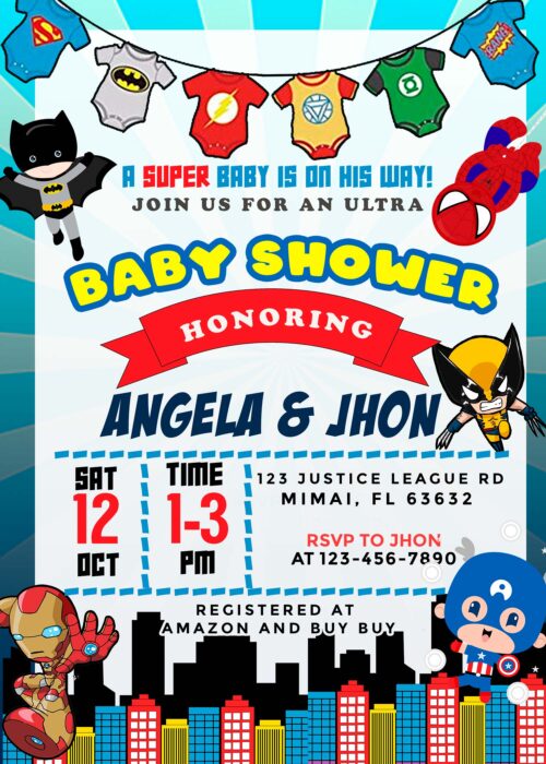 Superhero Baby Shower Invitation