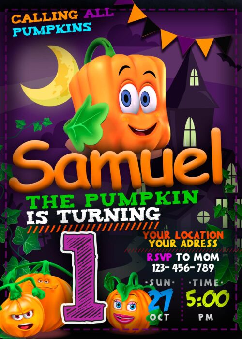 Spookley the Square Pumpkin Halloween Birthday Party Invitation