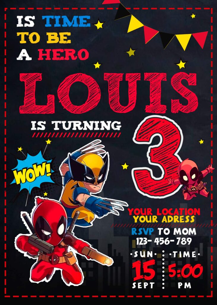 Deadpool & Wolverine Birthday invite