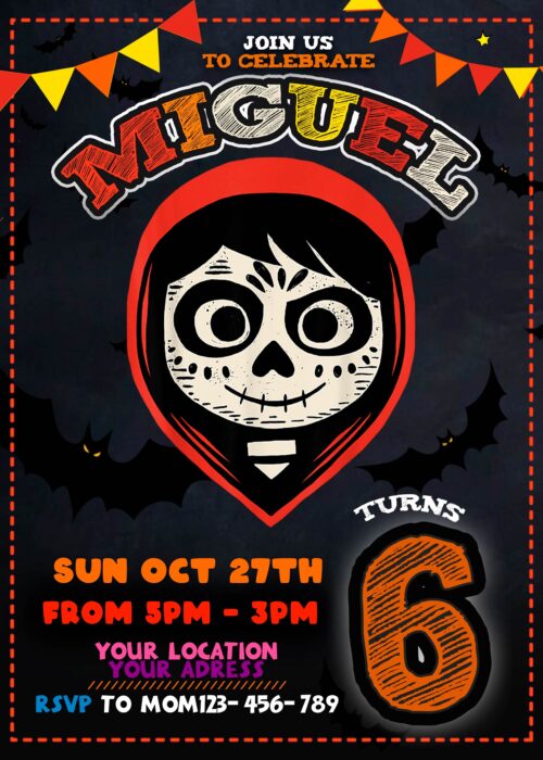 Coco Halloween Birthday Party Invitation