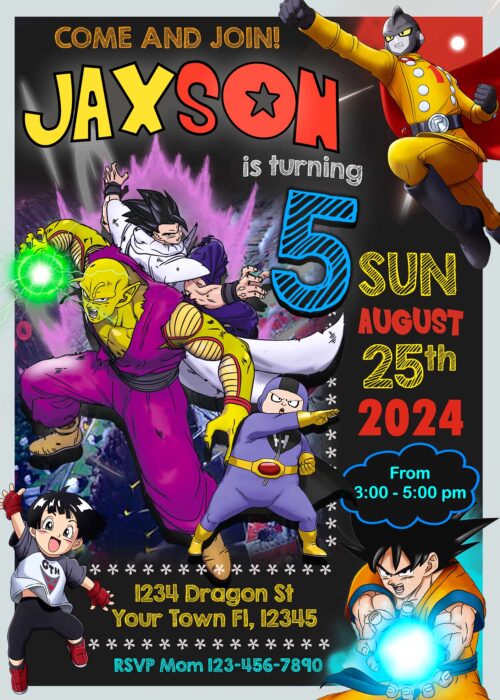 Dragon Ball Super Hero Birthday Invite