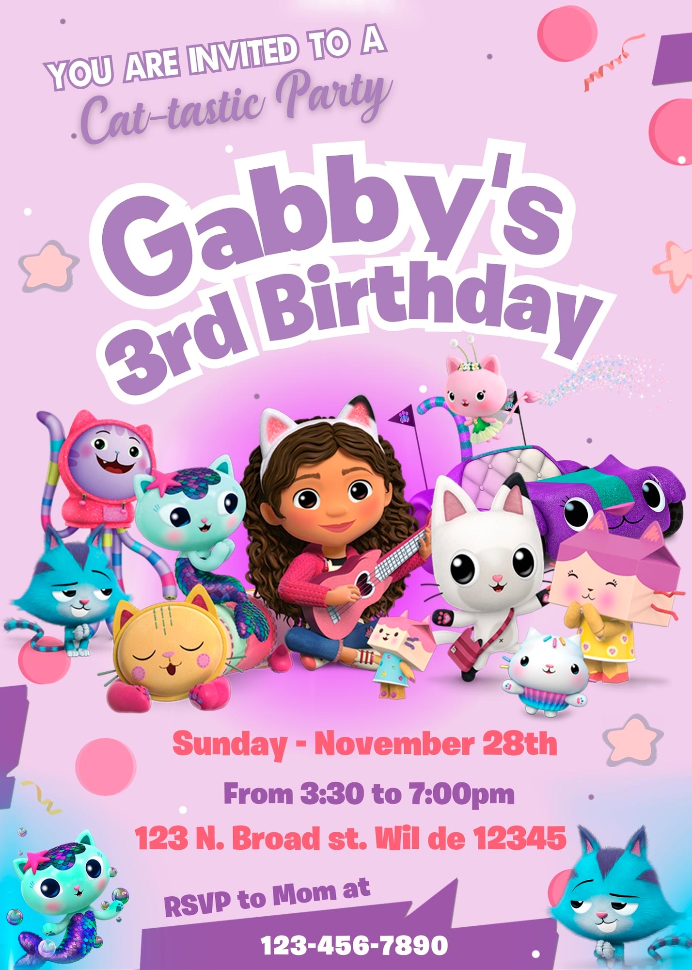 Gabbys Dollhouse Birthday Invitation Template