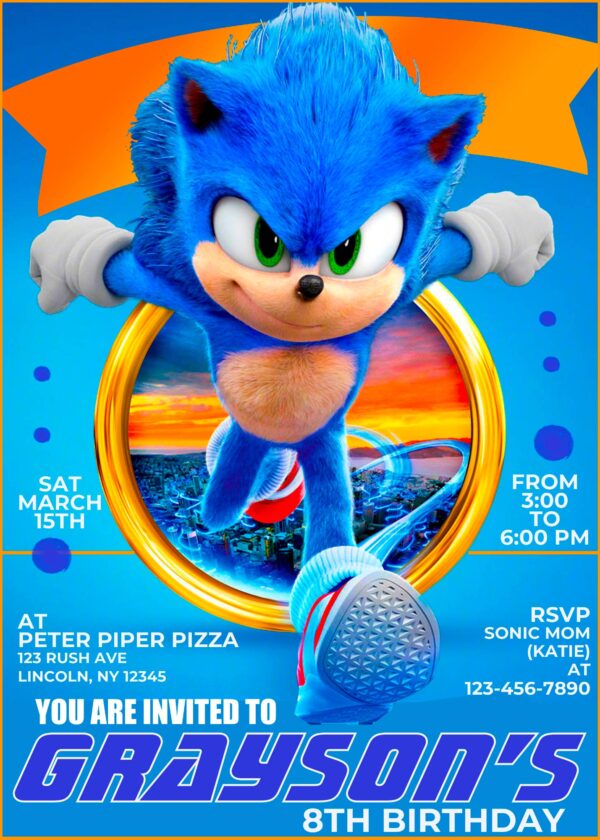 Amazing Sonic Birthday Invitation Template