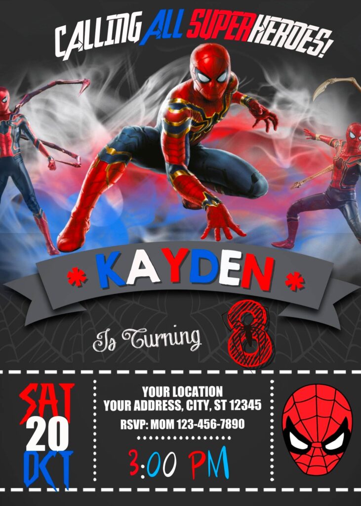 Spiderman birthday invitation Template