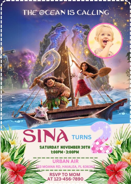 Moana 2 birthday Invite for girl