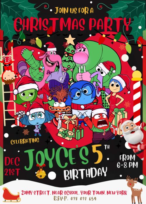 Inside Out 2 Christmas Party invitation