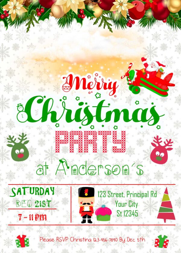 Christmas party at home invitation