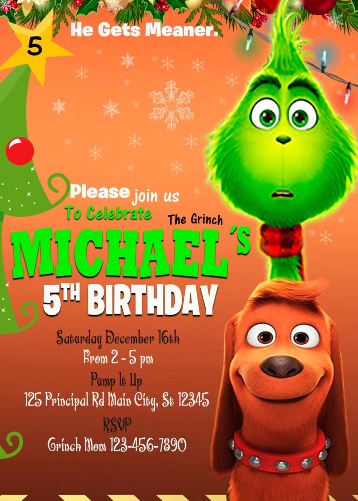 The Grinch and max party invitation