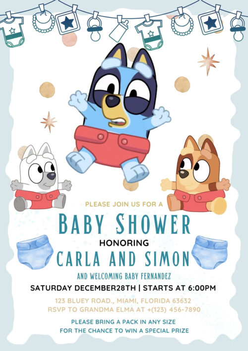 Bluey Baby Shower invitation