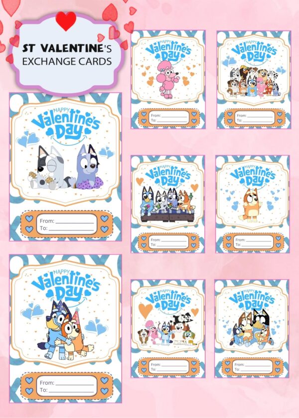Bluey Valentines Day Cards