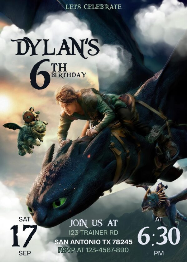 How to train your dragon 2025 birthday invitation
