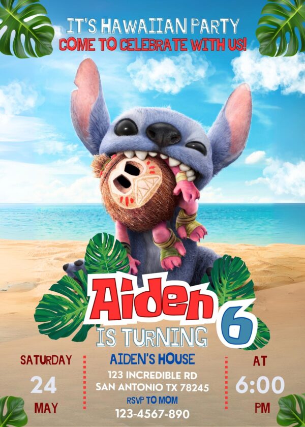 Lilo & Stitch 2025 Birthday Invitation
