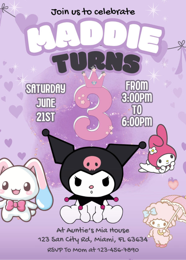 Kuromi Birthday Invitation