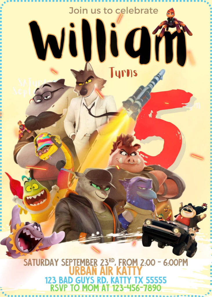 the Bad Guys 2 Birthday Invitation