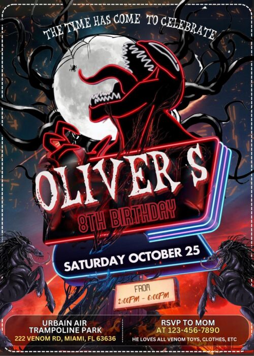 Venom the last dance birthday invitation template