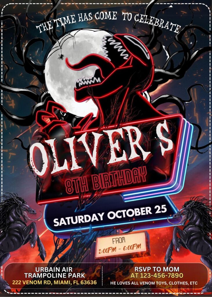 Venom the last dance birthday invitation template