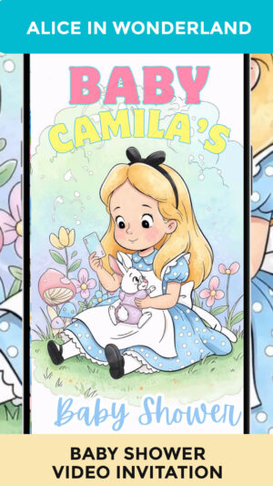 Beautiful Alice In Wonderland Baby Shower Video Invitation
