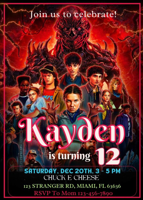 Stranger Things 5 Birthday Invitation