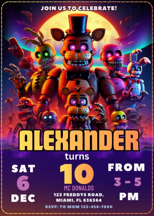Five Nights At Freddy's 2 Birthday Invitation