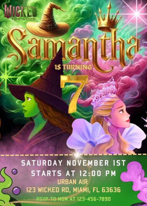 Wicked for good birthday invitation