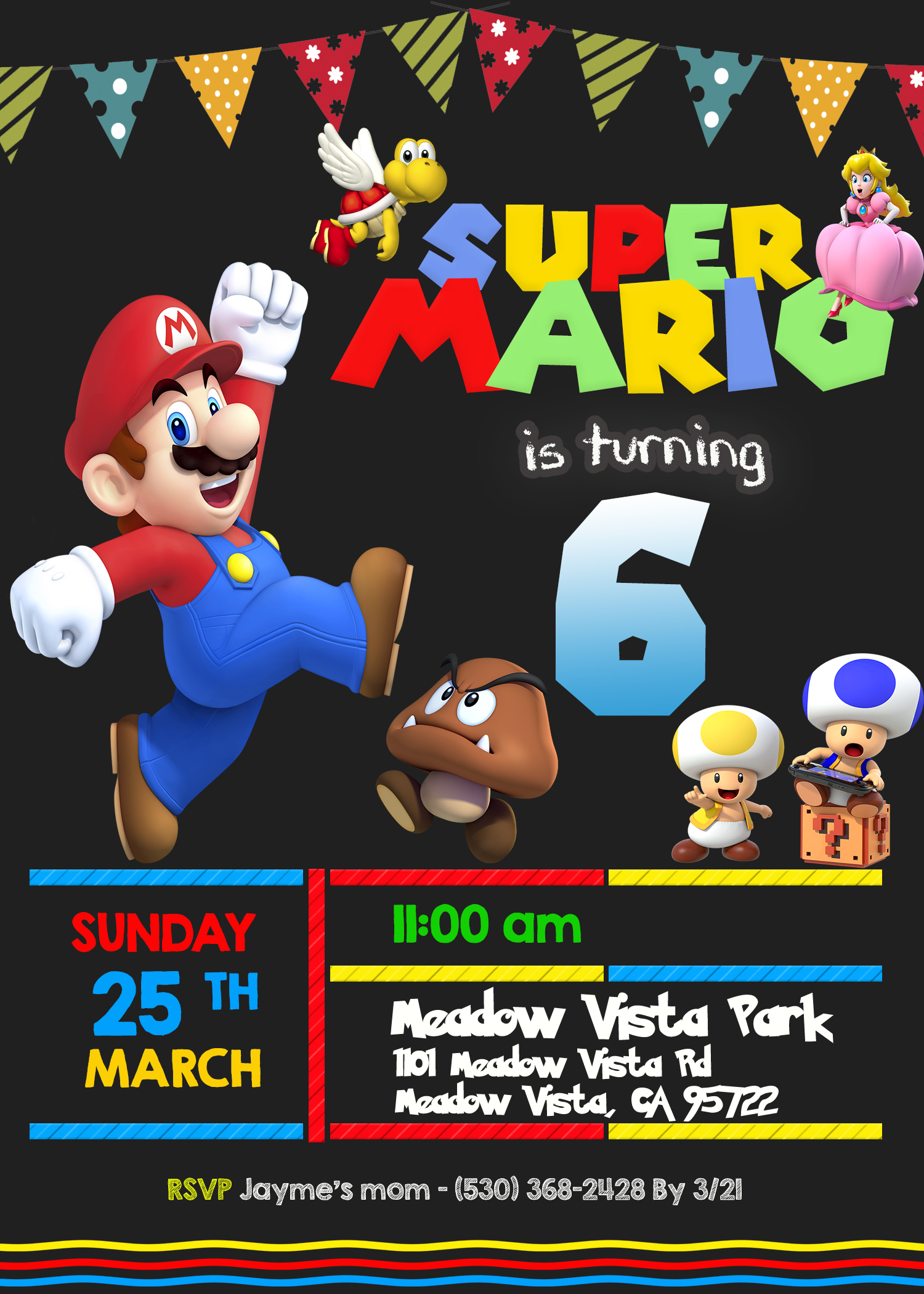 Super Mario Birthday Invitation Oscarsitosroom