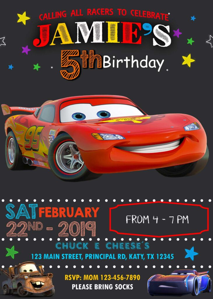 Cars, Lightning McQueen Birthday Invitation oscarsitosroom