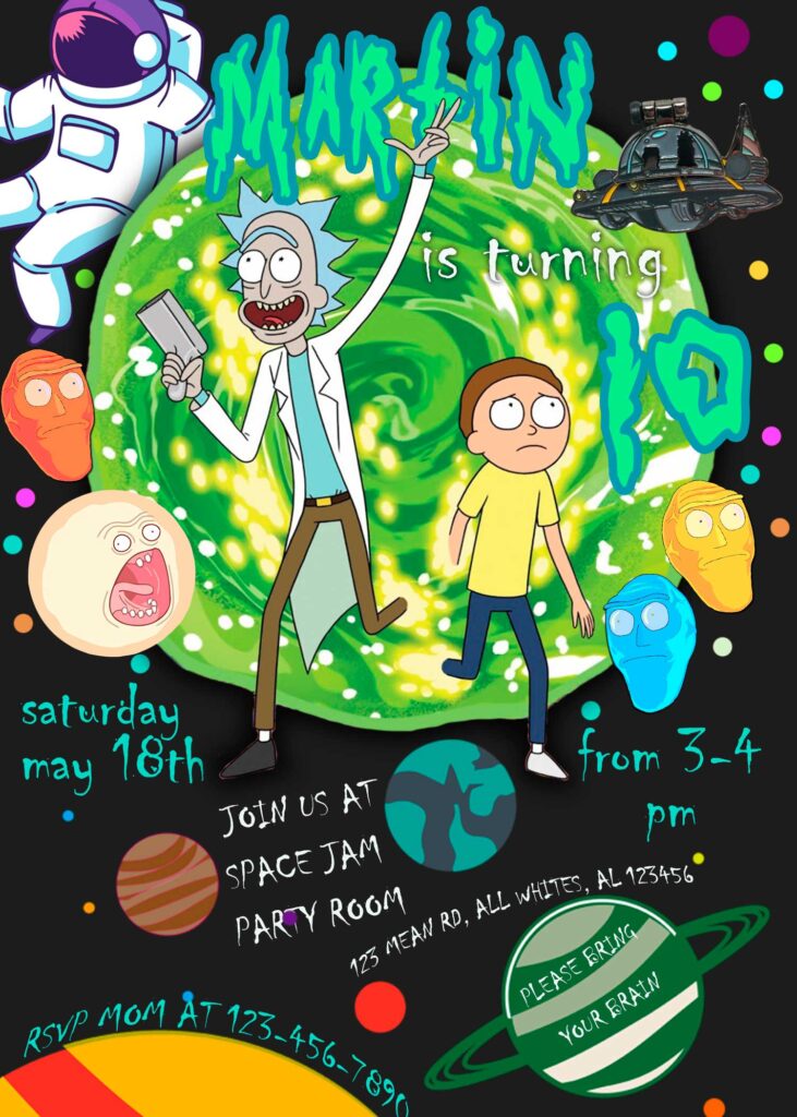 Rick and Morty Birthday Invitation - oscarsitosroom